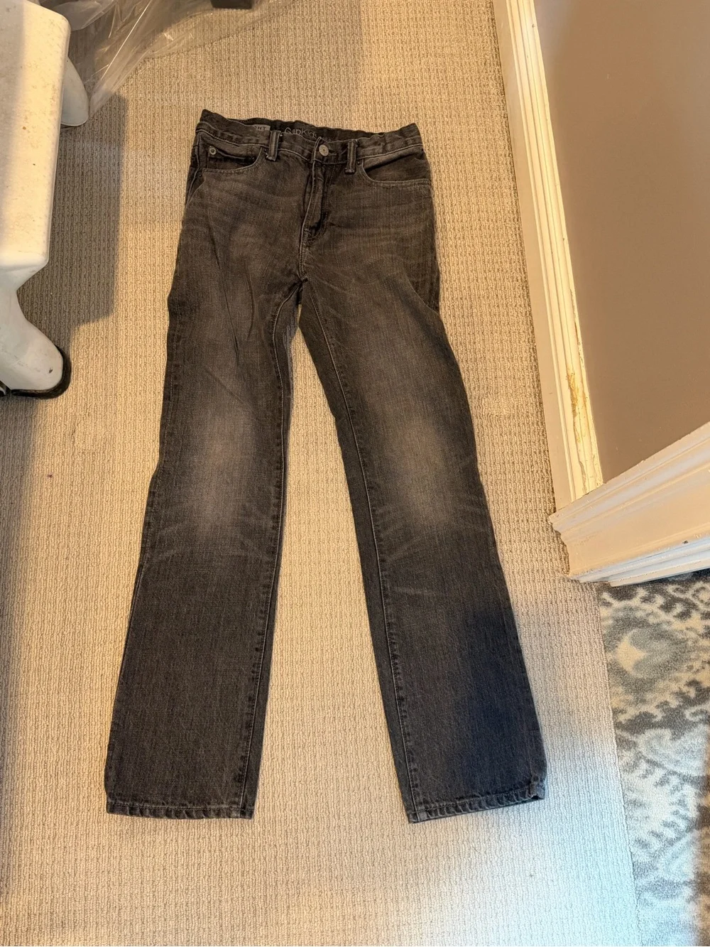 Black Faded Straight-Leg Adjustable Boys Jeans-GAP Kids